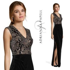 NWT ADRIANNA PAPELL DRESS velvet size 2 wedding evening party black tie gown